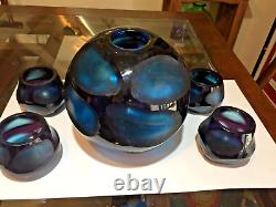 Amazing Murano Art Glass Hand Carved Battuto Scavo Art Glass Vase BlueVotives