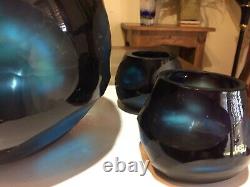 Amazing Murano Art Glass Hand Carved Battuto Scavo Art Glass Vase BlueVotives