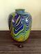 Amazing Salamandra Studio Art Glass Hand Blown Blue & Yellow Vase Signed 7/77