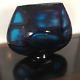 Amazing Wheel Carved Cobalt Glass Vase In The Manner Of Carlo Scarpa Battuto