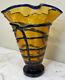 Amber and Black Hand-Blown Glass Vase