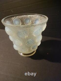 American Verlys Cabochon Vase in a frosted clear blue-hued color 6.5 By 7