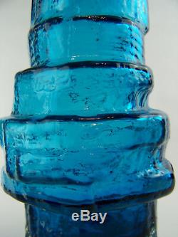 An Authentic Whitefriars Textured Hoop Vase Kingfisher Blue by Geoffrey Baxter