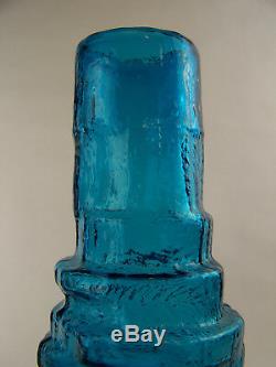 An Authentic Whitefriars Textured Hoop Vase Kingfisher Blue by Geoffrey Baxter