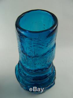 An Authentic Whitefriars Textured Hoop Vase Kingfisher Blue by Geoffrey Baxter