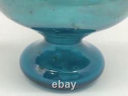 Ancient Roman 4 Blown Glass Blue-Green Vessel Pot Vase or Bottle (RF-fr10)