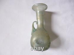 Ancient Unique Roman Iridescent Glass Bottle/vase/jug Handled 18cm Tall