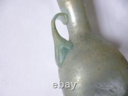 Ancient Unique Roman Iridescent Glass Bottle/vase/jug Handled 18cm Tall