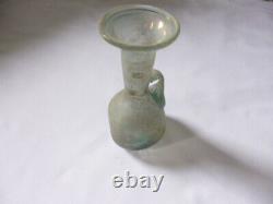 Ancient Unique Roman Iridescent Glass Bottle/vase/jug Handled 18cm Tall