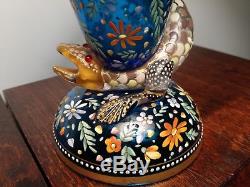 Antique 1900 Royal Blue French vase Art Nouveau blown glass Apothecary Snake
