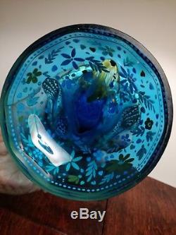 Antique 1900 Royal Blue French vase Art Nouveau blown glass Apothecary Snake