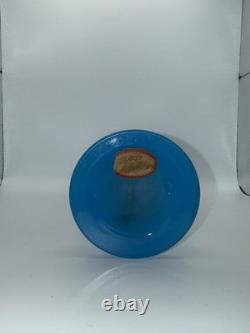 Antique 19th Century French Blue Opaline Glass Vase With Gold Gilt Rim