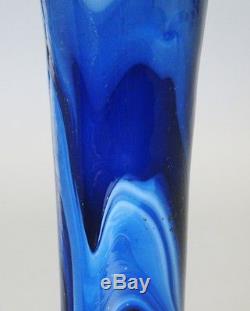 Antique American 10 Art Deco Glass Vase by Imperial c. 1925 Blue White Orange