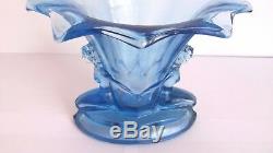 Antique, Art Deco Walther & Sohne Blue Glass Vase With Figures, Windsor Vase