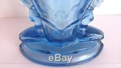 Antique, Art Deco Walther & Sohne Blue Glass Vase With Figures, Windsor Vase