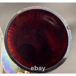 Antique Art Nouveau Iridescent Art Glass Vase, Gilt Bronze, Mounted Oil Spot