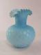 Antique Blue Blown Mother Of Pearl Quilted Cased Satin Glass Vase