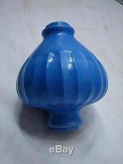 Antique Blue Milk Glass Pendant Vase Lightning Rod Ball Barn Ribbed Barn Finial