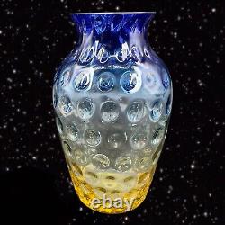 Antique Bluerina Glass Inverted Thumbprint Vase Victorian Blue Amberina 6Tall
