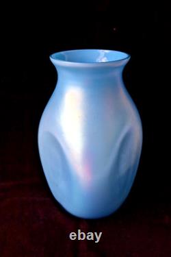 Antique Bohemian Art Nouveau Rindskopf Opal Iris blue glass vase c 1900