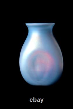 Antique Bohemian Art Nouveau Rindskopf Opal Iris blue glass vase c 1900