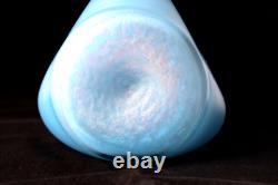 Antique Bohemian Art Nouveau Rindskopf Opal Iris blue glass vase c 1900