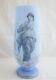 Antique Bohemian Hand Blown Blue Glass Large VASE with Mythological Woman