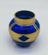 Antique Bohemian JOSEF RIEDEL COBALT Blue Glass vase Gold Gilded Enamel