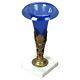 Antique Cobalt Blue Glass Vase With Figural Cast Gilt Bronze & Marble Base C1890