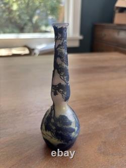Antique DeVez Nautical Sailboat Cameo Glass Decorative Vase Signed 5.75
