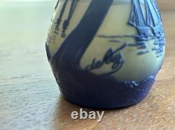 Antique DeVez Nautical Sailboat Cameo Glass Decorative Vase Signed 5.75