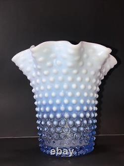 Antique Depression Blue And White Glass Vase