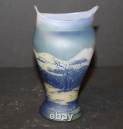 Antique Devez Cameo Glass Vase Scenic and Unique Shape