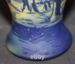 Antique Devez Cameo Glass Vase Scenic and Unique Shape