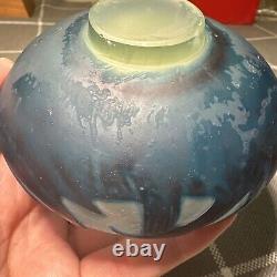 Antique Emile Galle Cameo Glass Blue Cabinet Vase