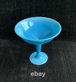 Antique French Blue Opaline Glass Compote