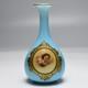 Antique French Blue Opaline Glass Portrait Vase with Angel