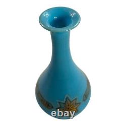 Antique French Gold Gilt Blue Opaline Glass Vase Baccarat Style