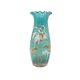 Antique French Mon Joye Legras Teal Blue Enameled Floral Art Glass Vase 1800s