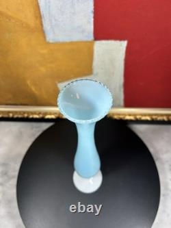 Antique French Opaline Glass Vase Blue & White 39 cm 19th Century