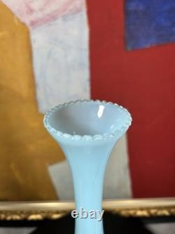 Antique French Opaline Glass Vase Blue & White 39 cm 19th Century