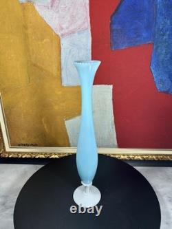 Antique French Opaline Glass Vase Blue & White 39 cm 19th Century