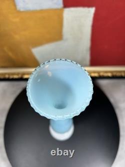 Antique French Opaline Glass Vase Blue & White 39 cm 19th Century
