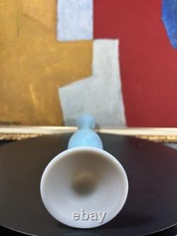 Antique French Opaline Glass Vase Blue & White 39 cm 19th Century