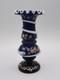 Antique Harrach Cobalt Blue Opaline Hand Painted Floral Art Glass Vase with Snakes
