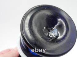 Antique Harrach Cobalt Blue Opaline Hand Painted Floral Art Glass Vase with Snakes