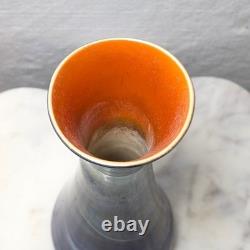 Antique Imperial Glass Free Hand Art Deco Blue Swirl Lustre Vase 8.25 inch 1925