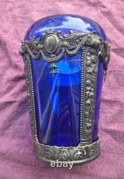 Antique Jennings Brothers Cobalt Blue Glass Vase JB 2461 8-Inch Variation