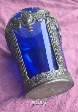 Antique Jennings Brothers Cobalt Blue Glass Vase JB 2461 8-Inch Variation