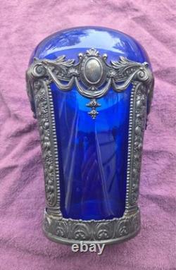 Antique Jennings Brothers Cobalt Blue Glass Vase JB 2461 8-Inch Variation